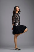 Load image into Gallery viewer, Gunmetal Metallic Laser-Cut Bubble Dress
