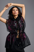 Load image into Gallery viewer, Black Organza Top with Pink Motifs