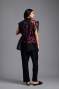 Load image into Gallery viewer, Black Organza Top with Pink Motifs