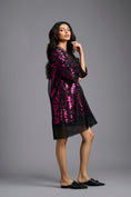 Load image into Gallery viewer, Fuchsia Metallic Sheer-Layered Dress