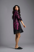 Load image into Gallery viewer, Fuchsia Metallic Sheer-Layered Dress