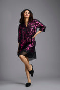 Load image into Gallery viewer, Fuchsia Metallic Sheer-Layered Dress
