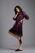 Load image into Gallery viewer, Fuchsia Metallic Sheer-Layered Dress
