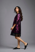 Load image into Gallery viewer, Fuchsia Metallic Sheer-Layered Dress