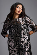 Load image into Gallery viewer, Gunmetal Appliqué Cutwork Dress