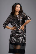 Load image into Gallery viewer, Gunmetal Appliqué Cutwork Dress