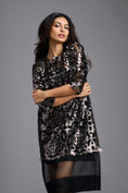 Load image into Gallery viewer, Gunmetal Appliqué Cutwork Dress