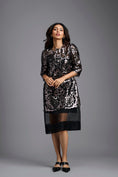 Load image into Gallery viewer, Gunmetal Appliqué Cutwork Dress
