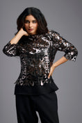 Load image into Gallery viewer, Gunmetal Cutwork Top & Trouser Set