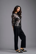 Load image into Gallery viewer, Gunmetal Cutwork Top & Trouser Set