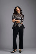 Load image into Gallery viewer, Gunmetal Cutwork Top & Trouser Set