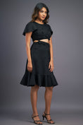 Load image into Gallery viewer, Black Dress With Gathers At Bottom & Ruffle Sleeves
