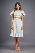 Load image into Gallery viewer, White Dress With Gathers At Bottom & Ruffle Sleeves