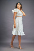 Load image into Gallery viewer, White Dress With Gathers At Bottom & Ruffle Sleeves