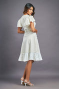 Load image into Gallery viewer, White Dress With Gathers At Bottom & Ruffle Sleeves
