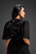 Load image into Gallery viewer, Black 3D Floral Embellished Playsuit