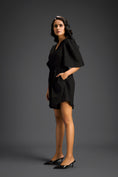 Load image into Gallery viewer, Black 3D Floral Embellished Playsuit