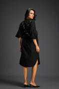 Load image into Gallery viewer, Black Puffed Sleeve Shirt Dress with Sheer Back