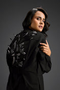 Load image into Gallery viewer, Black Puffed Sleeve Shirt Dress with Sheer Back