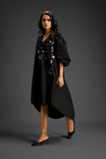 Load image into Gallery viewer, Black Embellished Puff Sleeve High-Low Dress