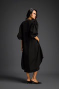 Load image into Gallery viewer, Black Embellished Puff Sleeve High-Low Dress