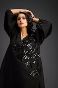 Load image into Gallery viewer, Black Embellished Puff Sleeve High-Low Dress
