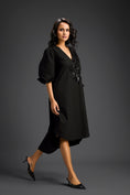 Load image into Gallery viewer, Black Embellished Puff Sleeve High-Low Dress