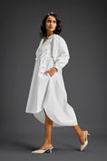 Load image into Gallery viewer, White Embellished Puff Sleeve High-Low Dress
