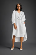 Load image into Gallery viewer, White Embellished Puff Sleeve High-Low Dress