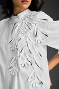 Load image into Gallery viewer, White 3D Floral Embellished Puff Sleeve Dress