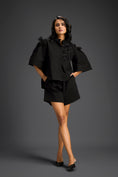 Load image into Gallery viewer, Black 3D Floral & Glossy Leaf Embellished Co-ord Set