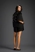 Load image into Gallery viewer, Black 3D Floral & Glossy Leaf Embellished Co-ord Set