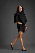 Load image into Gallery viewer, Black 3D Floral & Glossy Leaf Embellished Co-ord Set