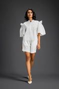 Load image into Gallery viewer, White 3D Floral & Glossy Leaf Embellished Co-ord Set