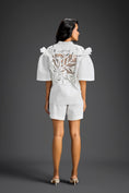 Load image into Gallery viewer, White 3D Floral & Glossy Leaf Embellished Co-ord Set