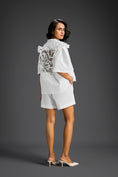 Load image into Gallery viewer, White 3D Floral & Glossy Leaf Embellished Co-ord Set