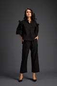 Load image into Gallery viewer, Black Embellished Sheer Back Shirt & Pants Set