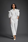 Load image into Gallery viewer, White Embellished Sheer Back Shirt & Pants Set
