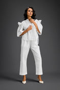 Load image into Gallery viewer, White Embellished Sheer Back Shirt & Pants Set