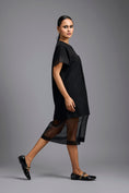 Load image into Gallery viewer, Black Oversized Dress with Sheer Hem Detail