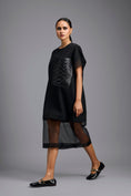 Load image into Gallery viewer, Black Oversized Dress with Sheer Hem Detail