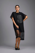 Load image into Gallery viewer, Black Oversized Dress with Sheer Hem Detail