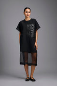 Load image into Gallery viewer, Black Oversized Dress with Sheer Hem Detail