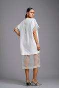 Load image into Gallery viewer, White Oversized Dress with Sheer Hem Detail