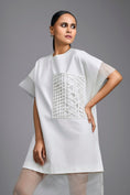 Load image into Gallery viewer, White Oversized Dress with Sheer Hem Detail