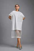 Load image into Gallery viewer, White Oversized Dress with Sheer Hem Detail