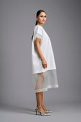 Load image into Gallery viewer, White Oversized Dress with Sheer Hem Detail