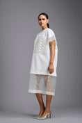 Load image into Gallery viewer, White Oversized Dress with Sheer Hem Detail