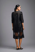 Load image into Gallery viewer, Black Laser-Cut Dress with Sheer Hem