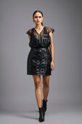 Load image into Gallery viewer, Black Organza Sculpted Corset-Style Top